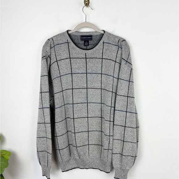 Vintage Other - Vintage 90s Fairway Sport Windowpane Plaid Print Grandpa Sweater Sz L